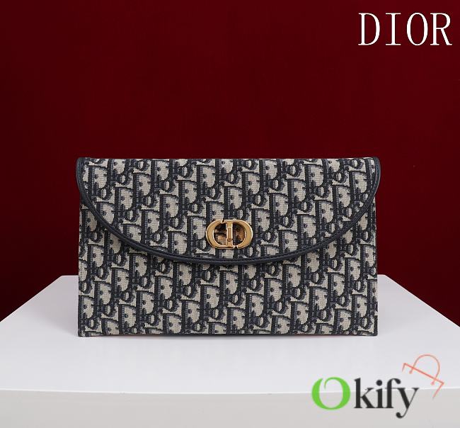 Okify Dior 30 Montaigne Blue Oblique Avenue Pouch With Flap 30x2x18cm - 1