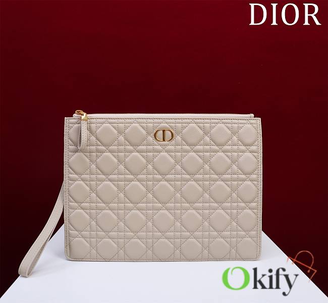 Okify Dior Caro Pouch In Beige Matte 30cm - 1