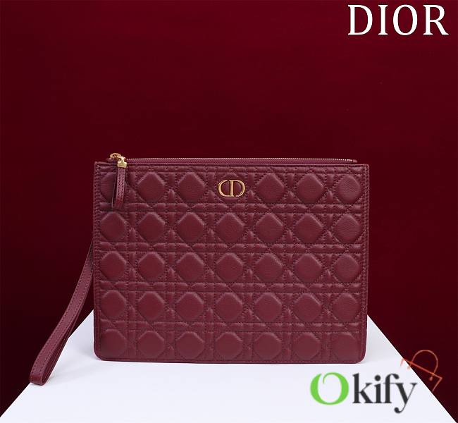 Okify Dior Caro Pouch In Red Matte 30cm - 1