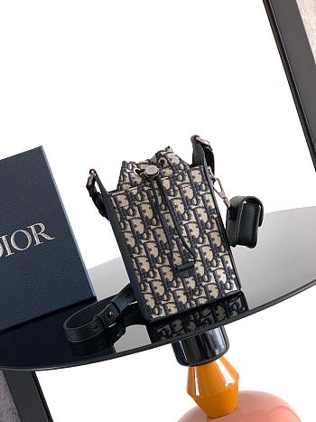 Okify Dior Mini Bucket Bag In Blue Oblique And Calfskin For Men 22x13.5x7cm