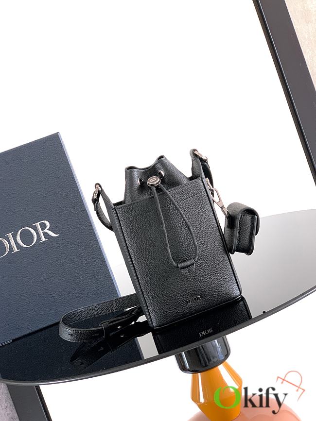 Okify Dior Mini Bucket Bag In Black For Men 22x13.5x7cm - 1