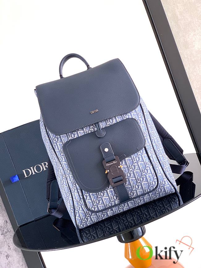 Okify Dior Saddle Backpack In Blue Oblique 41x26.5x14cm - 1