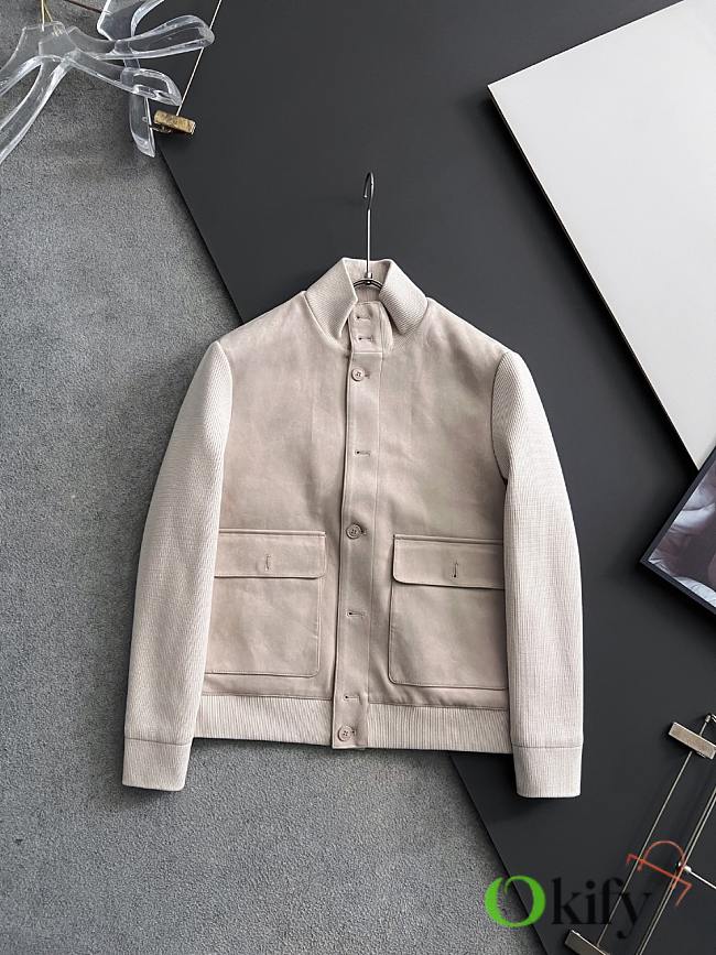 Okify Brunello Cucinelli White Bomber Jacket With Quilted Lining For Men  - 1