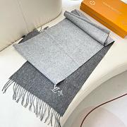 Okify Louis Vuitton Gray Cashmere Scarf 180x32cm - 6