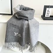 Okify Louis Vuitton Gray Cashmere Scarf 180x32cm - 5
