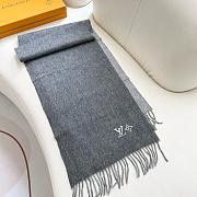 Okify Louis Vuitton Gray Cashmere Scarf 180x32cm - 3