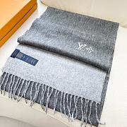 Okify Louis Vuitton Gray Cashmere Scarf 180x32cm - 2