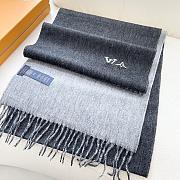 Okify Louis Vuitton Black Cashmere Scarf 180x32cm - 5