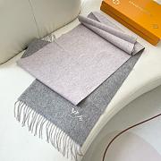 Okify Louis Vuitton Light Gray Cashmere Scarf 180x32cm - 3