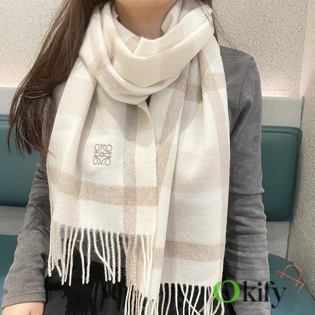 Okify Loewe White Cashmere Scarf 180x38cm - 1