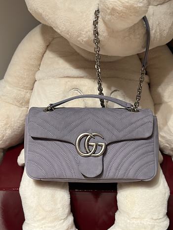 Okify Gucci Marmont Bag In Gray Suede 26x15x7cm