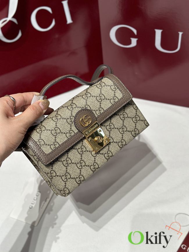 Okify Gucci Padlock Bag In Beige Canvas And Brown 18.5x11x5cm - 1