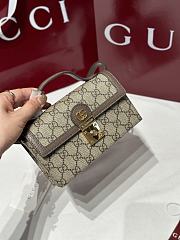 Okify Gucci Padlock Bag In Beige Canvas And Brown 18.5x11x5cm - 1