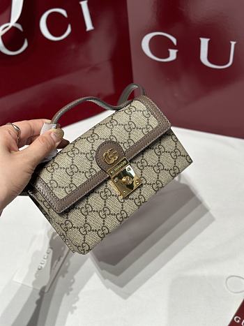 Okify Gucci Padlock Bag In Beige Canvas And Brown 18.5x11x5cm