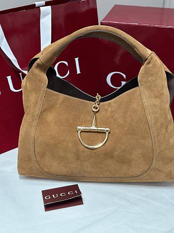 Okify Gucci Softbit Bag In Brown Suede 46x26x16cm