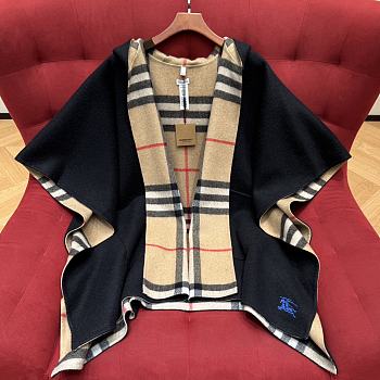 Okify Burberry Black And Beige Plaid Reversible Cashmere Scarf 176×120cm