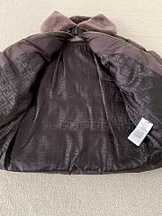 Okify Fendi Brown Wool Collar Ski Jacket Down Jacket Unisex - 5