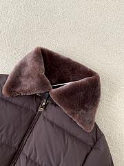 Okify Fendi Brown Wool Collar Ski Jacket Down Jacket Unisex - 2