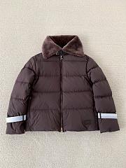 Okify Fendi Brown Wool Collar Ski Jacket Down Jacket Unisex - 1