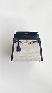 Okify Hermes Kelly Bag In Black Swift Calfskin And White Canvas 25x20x10cm - 6