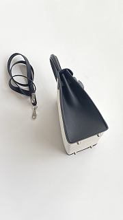 Okify Hermes Kelly Bag In Black Swift Calfskin And White Canvas 25x20x10cm - 3