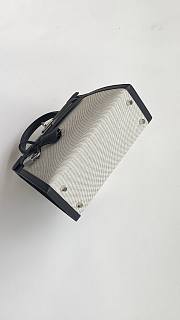 Okify Hermes Kelly Bag In Black Swift Calfskin And White Canvas 25x20x10cm - 2