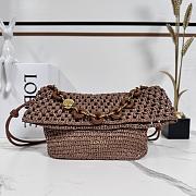 Okify Loewe Paula's Ibiza Ola Medium Bag In Brown Raffia 26x13x18cm - 1