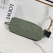 Okify Loewe Paula's Ibiza Ola Medium Bag In Green Raffia 26x13x18cm - 5