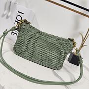 Okify Loewe Paula's Ibiza Ola Medium Bag In Green Raffia 26x13x18cm - 4