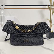 Okify Loewe Paula's Ibiza Ola Medium Bag In Black Raffia 26x13x18cm - 1