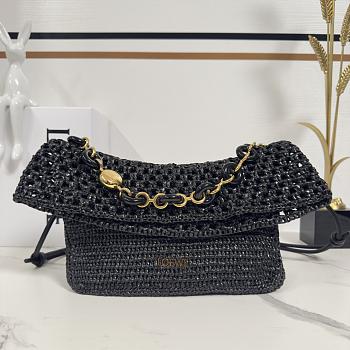 Okify Loewe Paula's Ibiza Ola Medium Bag In Black Raffia 26x13x18cm