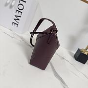 Okify Loewe Puzzle Fold Pouch In Dark Red Shiny Nappa Calfskin 23x6.5x15.5cm - 3