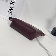 Okify Loewe Puzzle Fold Pouch In Dark Red Shiny Nappa Calfskin 23x6.5x15.5cm - 2