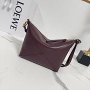 Okify Loewe Puzzle Fold Pouch In Dark Red Shiny Nappa Calfskin 23x6.5x15.5cm - 4