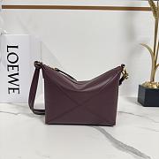 Okify Loewe Puzzle Fold Pouch In Dark Red Shiny Nappa Calfskin 23x6.5x15.5cm - 1