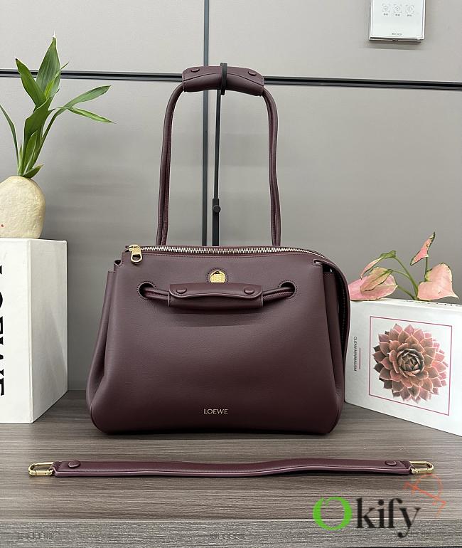 Okify Loewe Medium Madrid Bag In Dark Burgundy 28.5x11x23cm  - 1