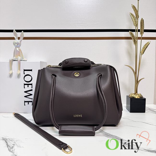 Okify Loewe Medium Madrid Bag In Dark Brown 28.5x11x23cm - 1