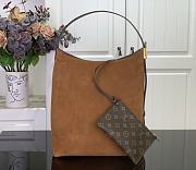 Okify Louis Vuitton Hobo MM Bag In Brown Suede M25516 35x31x18cm - 3