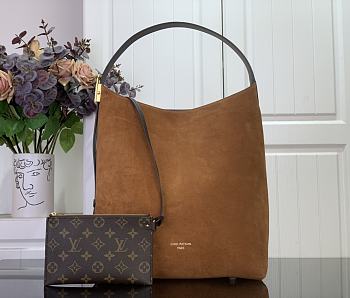Okify Louis Vuitton Hobo MM Bag In Brown Suede M25516 35x31x18cm