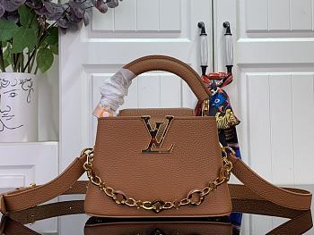 Okify Louis Vuitton Capucine Bag In Brown With Floral Chain M14381 21x14x8cm