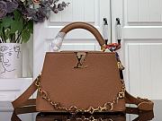 Okify Louis Vuitton Capucine Bag In Brown With Floral Chain M14381 27x17.3x9cm - 1