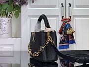 Okify Louis Vuitton Capucine Bag In Black With Floral Chain M14381 21x14x8cm - 5