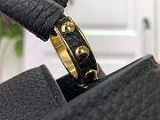 Okify Louis Vuitton Capucine Bag In Black With Floral Chain M14381 21x14x8cm - 4