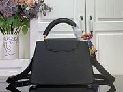 Okify Louis Vuitton Capucine Bag In Black With Floral Chain M14381 27x17.3x9cm - 4