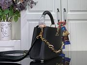 Okify Louis Vuitton Capucine Bag In Black With Floral Chain M14381 27x17.3x9cm - 3