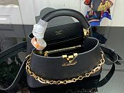 Okify Louis Vuitton Capucine Bag In Black With Floral Chain M14381 27x17.3x9cm - 2