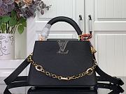 Okify Louis Vuitton Capucine Bag In Black With Floral Chain M14381 27x17.3x9cm - 1