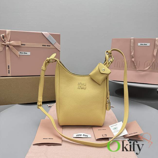 Okify MiuMiu Small Bucket Bag In Yellow 22x16x8cm - 1