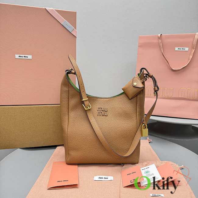 Okify MiuMiu Large Bucket Bag In Brown 30x23x13cm - 1