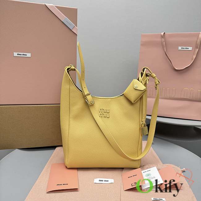 Okify MiuMiu Large Bucket Bag In Yellow 30x23x13cm - 1